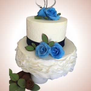 Elegant Blue Rose Wedding Cake