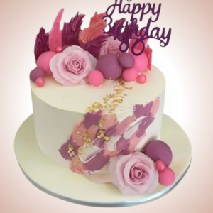 A Birthday Symphony in Pink and Gold Cake