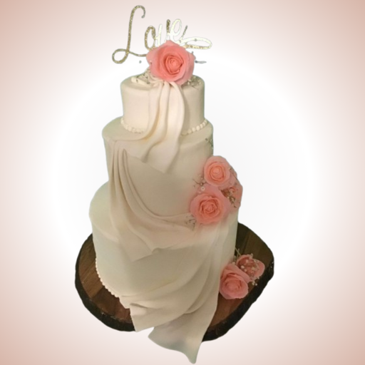 Elegant Love Blossom - Handcrafted Wedding Cake