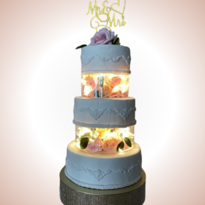 Illuminated Three-Tier Custom Wedding Cake