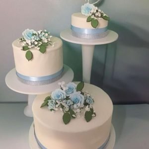 Elegant Three-Tier Floral Wedding Cake