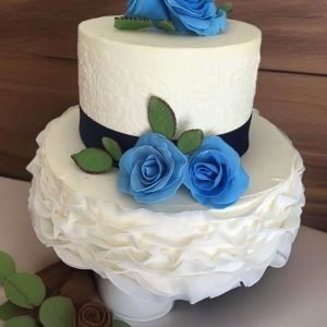 Elegant Blue Rose Wedding Cake