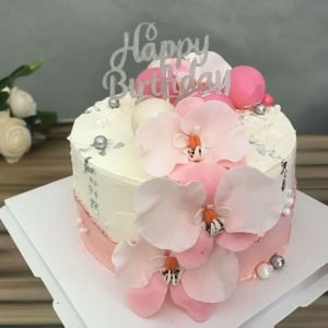 Elegant Orchid Delight Birthday Cake