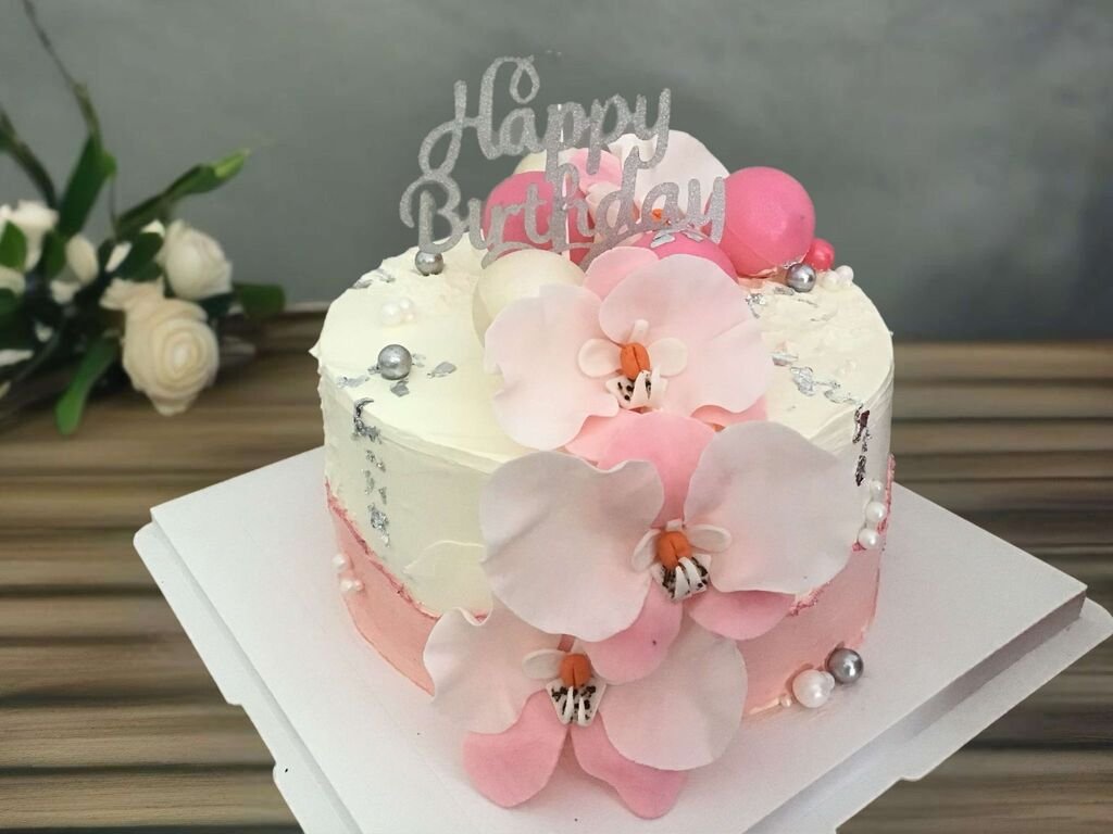 Elegant Orchid Delight Birthday Cake