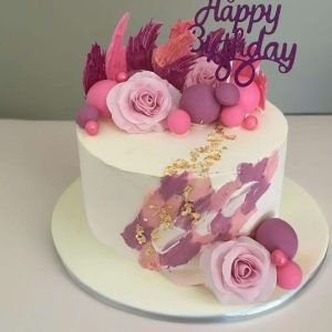 A Birthday Symphony in Pink and Gold Cake