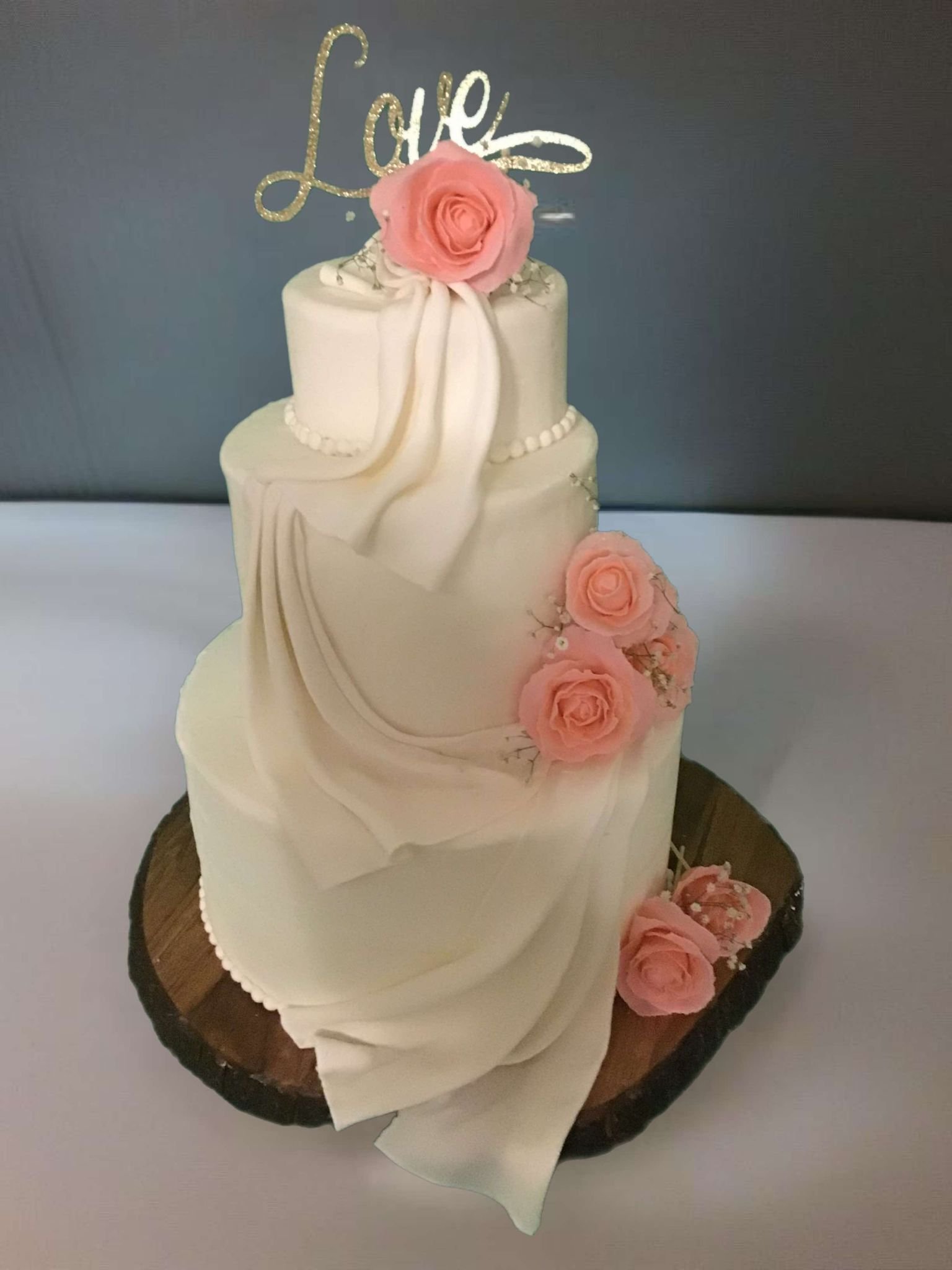 Elegant Love Blossom - Handcrafted Wedding Cake - Image 2