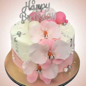 Elegant Orchid Delight Birthday Cake