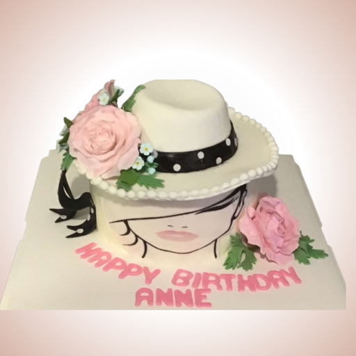 Elegant Hat-Themed Birthday Cake