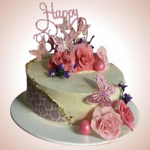 Elegant Butterfly Garden Cake