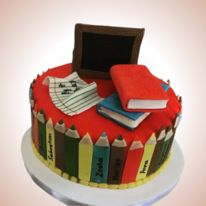 Vibrant School-Themed Birthday Cake for Kids