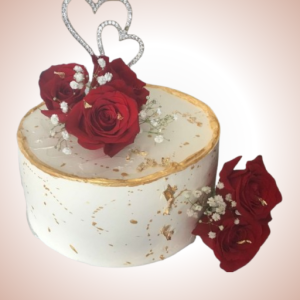 Elegant Rose Gold Leaf Wedding Cake