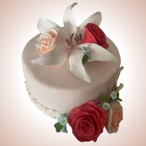 Charming Small Wedding Cake with Floral Elegance