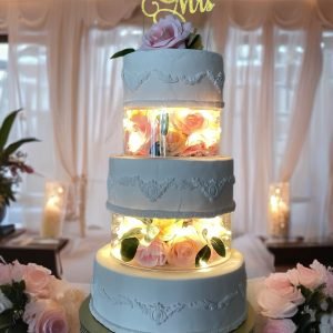 Illuminated Three-Tier Custom Wedding Cake