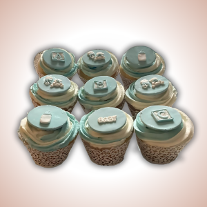 Custom Cupcakes with Blue Icing