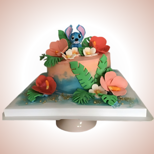 Tropical Paradise Cake with Stitch Topper