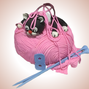 Playful Kitten Yarn Ball Cake