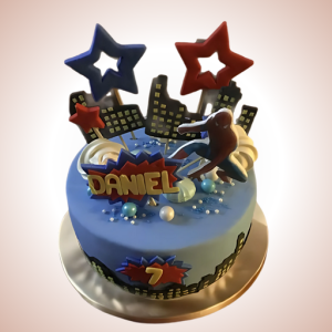 Superhero Skyline Birthday Cake