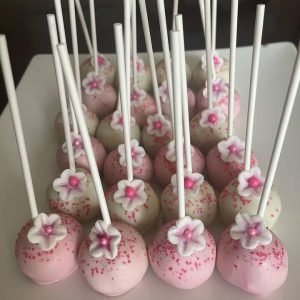 Elegant Pink and White Floral Cake Pops