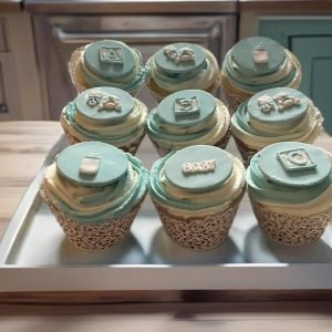 Custom Cupcakes with Blue Icing