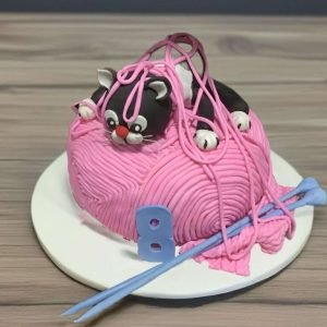 Playful Kitten Yarn Ball Cake